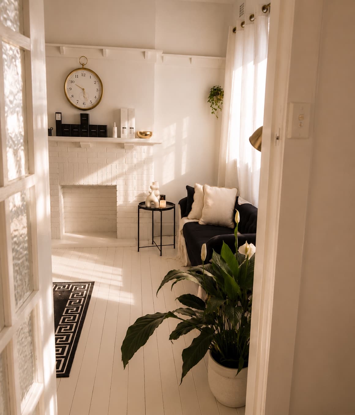Bondi Aesthetic Room sunlit studio doorway and lounge in Bondi Beach